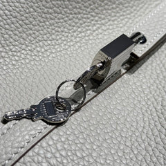 HERMES 25S PICOTIN LOCK 22 IN IVORY CALFSKIN SILVER HARDWARE