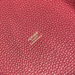 HERMES 25S PICOTIN LOCK 22 IN ROSSO ANCORA RED CALFSKIN GOLD HARDWARE