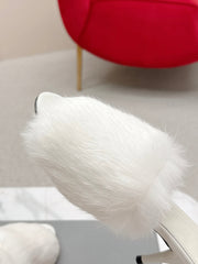 BALENCIAGA 25S HIGH HEEL SANDALS 65 MM IN WHITE LAMBSKIN AND FUR