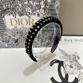 HAIRBAND IN BLACK FELT FABRIC DIAMOND-EMBELLISHED 230830
