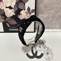 HEADBAND IN BLACK VELVET SEQUINS-EMBELLISHED 361159