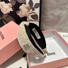 HEADBAND IN BEIGE VELVET SEQUINS-EMBELLISHED 361160