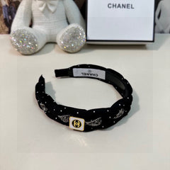 BLACK FABRIC HAIRBAND WITH CRYSTAL 412475