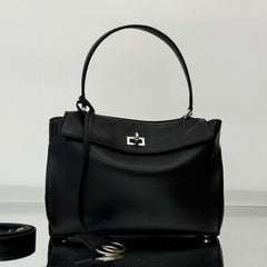 RODEO SMALL BAG 29 IN BLACK SMOOTH CALFSKIN SILVER HARDWARE