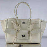BEL AIR CARRY ALL BAG 29 IN WHITE NAPPA LAMBSKIN SILVER HARDWARE