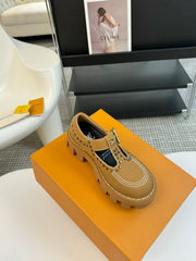 LV CHECKER MARY JANE IN PEANUT BROWN CALFSKIN