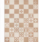 CHECKMATE BLANKET 180 CM IN WHITE MIX MACAROON TAN WOOL AND CASHMERE 403903