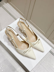MY DD 25S SLINGBACK PUMP 50MM IN WHITE GLOSSY CALFSKIN