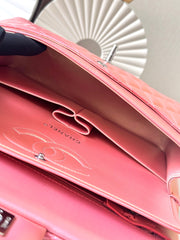 CHANEL 25S CLASSIC FLAP BAG 26 IN PEARL PINK LAMBSKIN WITH SILVER HARDWARE