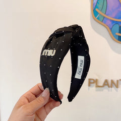 CRYSTALS EMBELLISHED HEAD BAND IN BLACK COTTON 418873