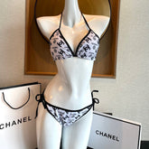 BIKINI SWIMSUIT IN WHITE AND BLACK LOGO PRINTED 627826