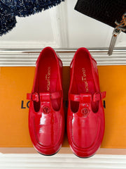 LV WOMEN SOHO FLAT MARY JANE IN CHERRY RED CALFSKIN