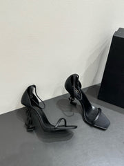 YSL HEELED SANDALS 25S 105 MM IN BLACK LAMBSKIN