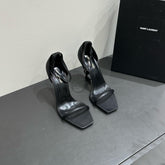 YSL HEELED SANDALS 25S 105 MM IN BLACK LAMBSKIN
