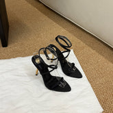 YSL HIGH HEEL SANDALS 25S IN BLACK LAMBSKIN