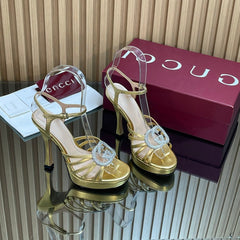 GUCCI 26S HIGH-HEELED SANDALS 125 MM IN GOLD CALFSKIN