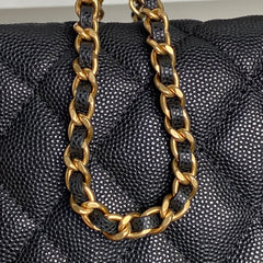 CHANEL 25S HOBO BAG 22 IN BLACK CAVIAR LEATHER
