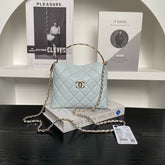 CHANEL 25S COCO CRUSH HANDLE BAG 19 IN LIGHT BLUE CAVIAR LEATHER
