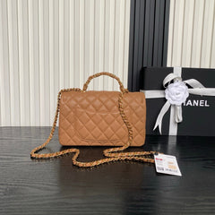 CHANEL 25S FLAP BAG 22 CM IN LIGHT BROWN CAVIAR WITH GOLD HARDWARE