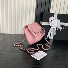 CHANEL 25S MINI FLAP BAG 18 IN PINK CALFSKIN