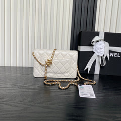 CHANEL 25S CHAIN WALLET 19 IN IVORY LAMBSKIN GOLD HARDWARE