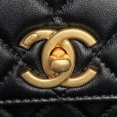 CHANEL 25S CHAIN WALLET 19 IN BLACK LAMBSKIN GOLD HARDWARE