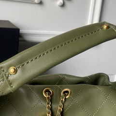 CHANEL 25S HOBO BAG 32 IN DARK GREEN LAMBSKIN