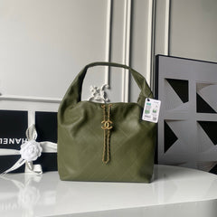 CHANEL 25S HOBO BAG 45 IN DARK GREEN LAMBSKIN