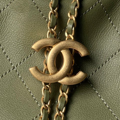 CHANEL 25S HOBO BAG 45 IN DARK GREEN LAMBSKIN