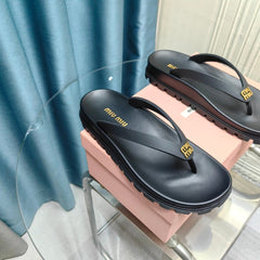 Flip Flop Sandals Black Calfskin