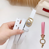 Gold Vlogo and Silver Hardware Buckle White Black Calfskin 20mm