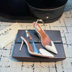 ALAIA HIGH SLINGBACK 25S 90 MM IN WHITE CALFSKIN