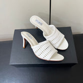 ALAIA HIGH HEEL 25S 70 MM IN WHITE LAMBSKIN WITH WOVEN PATTERN