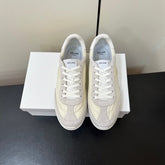 CELINE 25S RACER FORREST GUMP SNEAKERS IN IVORY AND GRAY MERCERIZED CALFSKIN