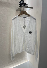 LOEWE HOLLOW KNITTED CARDIGAN DRESS SET 276594
