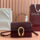 DIONYSUS MEDIUM SHOULDER BAG 22 IN ROSSO ANCORA RED GG GLOSSY LAMBSKIN