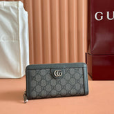 OPHIDIA ZIP AROUND WALLET 19 IN DARK GREY COATED FABRIC AND CALFSKIN