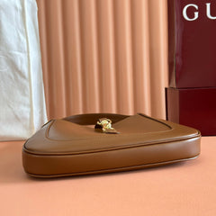 JACKIE SMALL SHOULDER BAG 27 IN TAWNY BROWN CALFSKIN GOLD HARDWARE