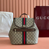 GG 25S OPHIDIA MEDIUM BACKPACK 30 IN BEIGE AND EBONY CALFSKIN