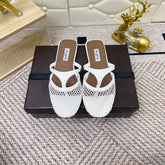 ALAIA BREATHABLE FLAT-TOE MULES 25S IN WHITE CALFSKIN