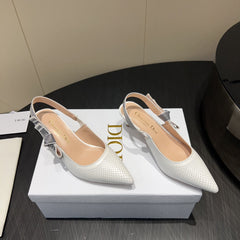 DIOR HIGH SLINGBACK 25S 50 MM IN WHITE CALFSKIN