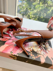 DG 70MM FOOTWEAR – BLUSH IN BROWN CALFSKIN SLINGBACK