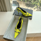 CAGOLE HIGH SLINGBACK IN YELLOW GLOSSY CALFSKIN