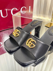 GUCCI 26S HIGH-HEELED SANDALS 45 MM IN BLACK CALFSKIN