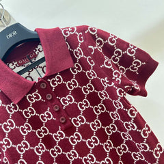 GUCCI SHORT-SLEEVE KNIT POLO STYLE 42