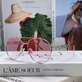 CHAIN PILOT SUNGLASS 581380 IN SILVER METAL PINK SMOKE LENSES