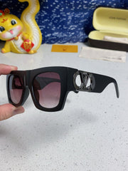 LINK SQUARE SUNGLASSES 570272 IN BLACK ACETATE BLACK LOGO
