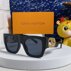LINK SQUARE SUNGLASSES 570276 IN BLACK ACETATE GOLD LOGO