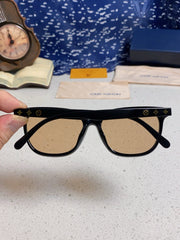 CAT EYE SUNGLASSES 571646 IN BLACK ACETATE LIGHT BROWN LENS