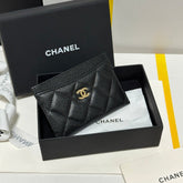 QUILTED CLASSIC CARD HOLDER 11 IN BLACK CAVIAR SKIN